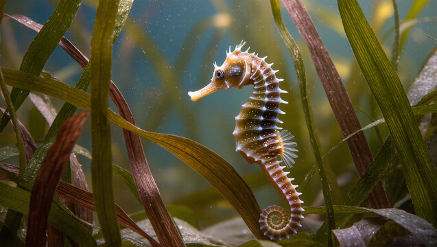 Documentary-Style Seahorse in Natural Colors