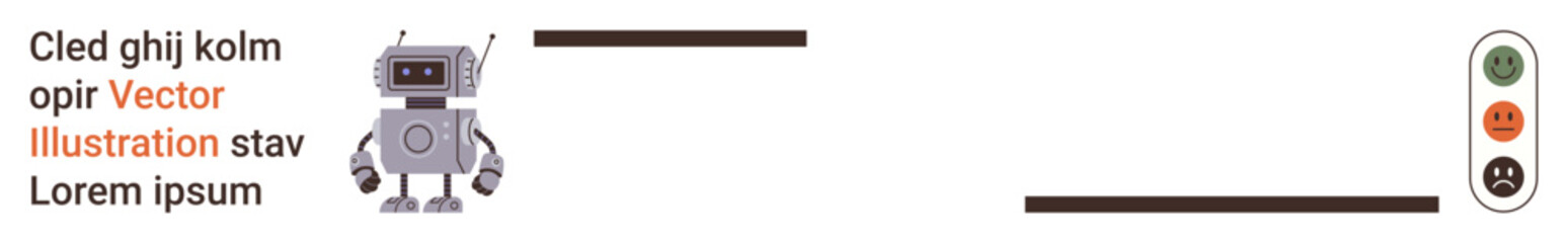 Obraz premium Technology, robotics, automation, machine learning, AI design, digital communication. Robot figure with antenna and traffic signal symbol. Technology and robotics concept visualization