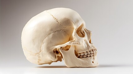 Fototapeta premium Human Skull Profile View on White Background.