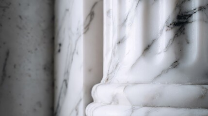 Fototapeta premium Close Up of White Marble Architectural Detail with Veining