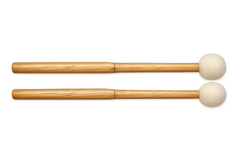 Pair of wooden mallets for percussion instruments, creating musical rhythm and beat, isolated on transparent background