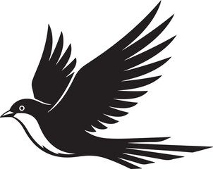 Obraz premium Flying Bird Silhouette Vector Set, Eagle and Swallow Icons for Minimalist Logo Design and Branding