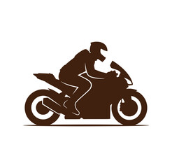 Fototapeta premium Motorcyclist riding a motorcycle in a dynamic pose on a white background
