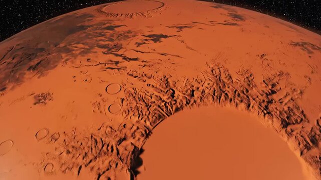 Mars in space with stars