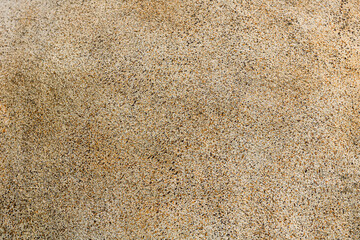A fine aggregate wash or pebble dash surface. The texture is composed of a dense, uniform layer of tiny, multicolored pebbles and grains embedded in a beige colored base. © Ink N Propeller