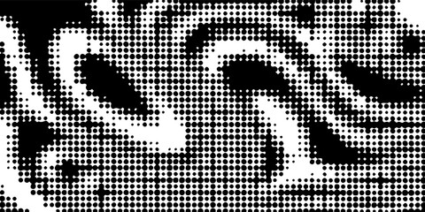 Fototapeta premium Abstract Black and White Halftone Op Art Background with Wavy Zebra Distortion Pattern. Modern creative trendy design in vector illustration