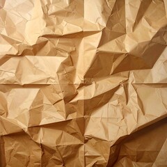 Close-up of crumpled brown paper with dynamic folds and varied shadows