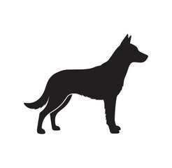 Obraz premium Black silhouette of a dog standing on white background dog silhouette