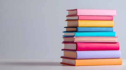 Fototapeta premium Stack of Colorful Books on a White Background.