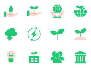 エコ・サステナブル関連のフラットアイコンセット