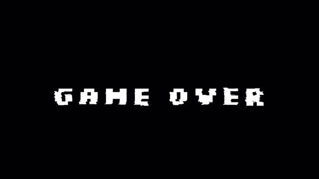 Dynamic Game Over 8 Bit Glitch Text Effect Motion Graphic Loop 4k video animation seamless loop