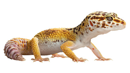 Fototapeta premium Leopard gecko reptile spotted skin, isolated on a white background
