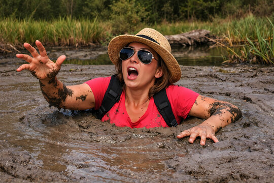 woman trapped in quicksand