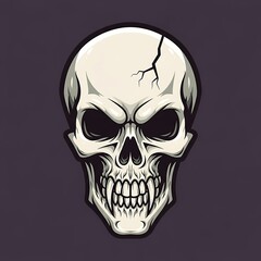 Obraz premium Cracked Human Skull Illustration on Dark Background.