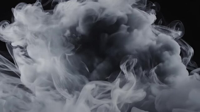 White smoke cloud on black background