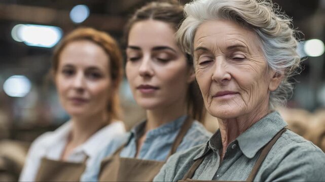 Multigenerational small business team representing retail and production workforce