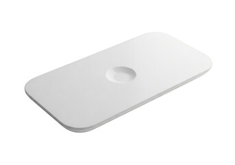 A simple white rectangular object with a circular indentation isolated on transparent background