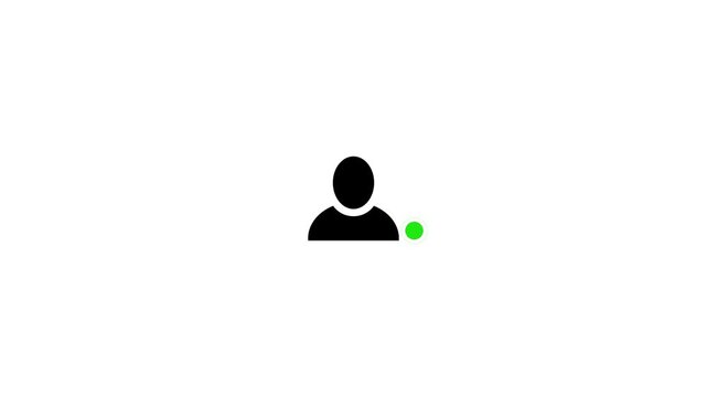  User profile icon with active online status green dot indicator, vector motion graphic.