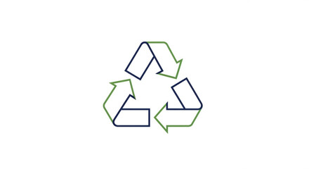 Recycling symbol with green and blue arrows on white background representing eco friendly and sustainable practices