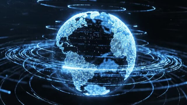 Digital globe with binary code