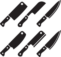 Butcher Knife Silhouette Vector Black and White