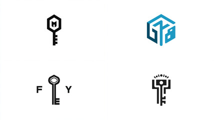 Luxury modern logo for rental homes, rooftop icon with abstract key, clean minimalist typography, white background, 32k