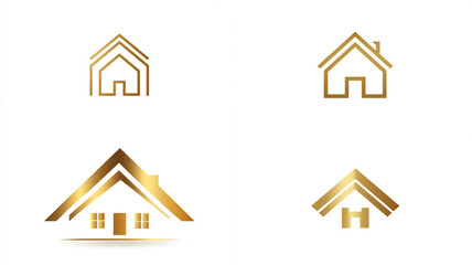 Luxury real estate rental logo, house icon with subtle gold highlights, minimal design, isolated white background, 32k