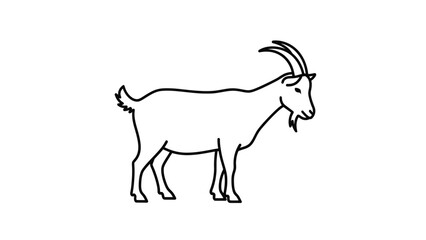 Simple Line Drawing of a Goat