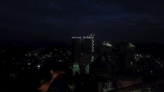 timelapse of sunrise over EPC industrial cement Plant factory