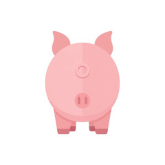Fototapeta premium The illustration depicts a pink piggy bank standing alone on a white background.