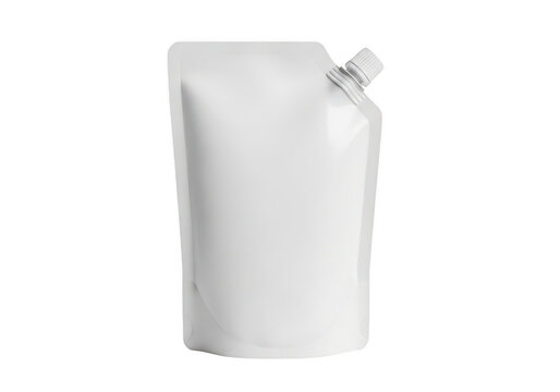 Isolated white pouch with spout ideal for mockups on transparent background