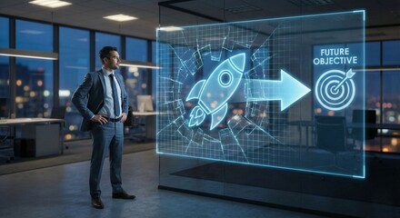 Ambitious Businessman Visualizing Future Objective