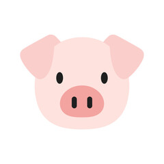 Fototapeta premium A cute illustration of a pink pig's face with a smiling expression on a white background.