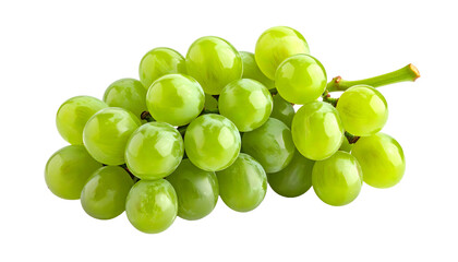 Fresh bunch of dark purple grapes with green leaf isolated on white background