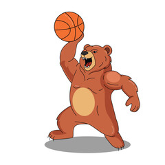 Bear Playing Basketball Cartoon Illustration © Alter