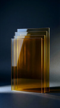 Dark Mode Background of Vertical Amber Glass Layers