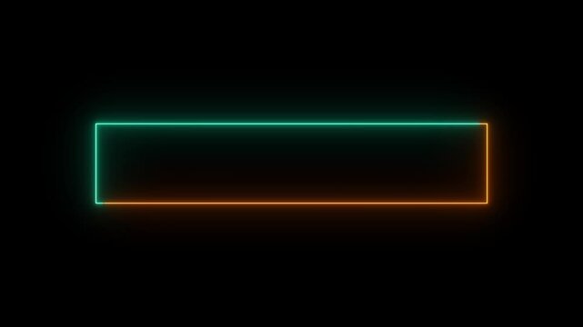Animated neon glowing frame background. Colorful laser show seamless loop 4K border. Futuristic light effect isolated on black. VJ backdrop for club, show, music video, presentation. 3D animation