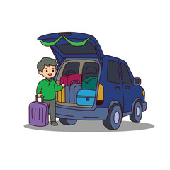 Vector Illustration Families return home during Ramadan or Eid al-Fitr.