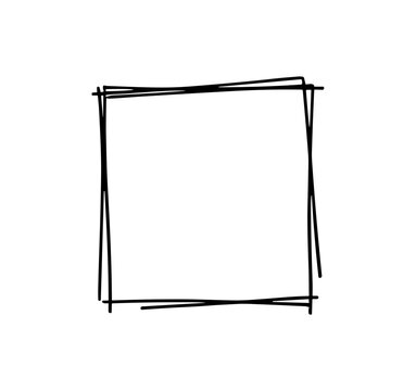 Black hand drawn square frame on transparent background for design elements