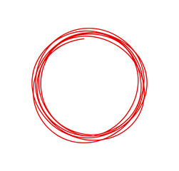 Red circle drawn by hand on transparent checkered background