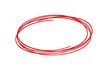 Red ellipse hand drawn marker element isolated on transparent background for design