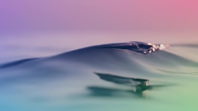 Ethereal Water Wave Crest with Sparkling Droplets Against a Soft Pastel Gradient Background, Capturing Serene Movement and Dreamy Hues