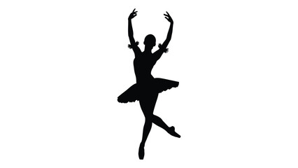 Elegant silhouette of a ballerina in a graceful mid-jump pose isolated on white background, Vector © MD Riad Hossain 