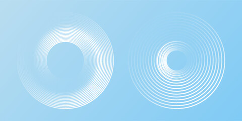 Abstract minimalist banner background, pastel colorful, blue and white gradations. Circle effect style modern art