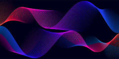 Abstract dynamic colorful flowing lines light design. Sound wave background. Vector illustration of music, technology concept
