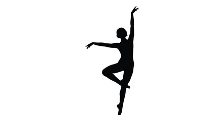 Elegant black silhouette of a ballet dancer in a dynamic pose isolated on white background, Vector © MD Riad Hossain 