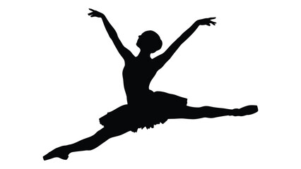 Graceful ballerina performing a grand jete with arms extended and legs split. isolated on white background, Vector © MD Riad Hossain 