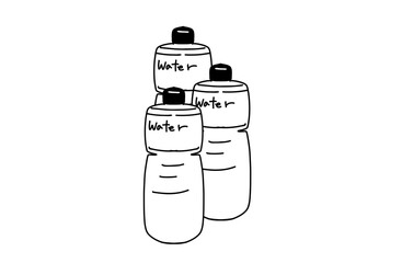 手書きのペットボトルの水のイラスト　防災備蓄と水分補給　ベクター素材