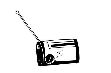 手書きの携帯ラジオのイラスト　防災グッズと情報収集　ベクター素材