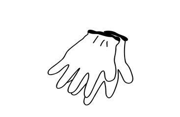 手書きの軍手のイラスト　作業用手袋と防災用品　ベクター素材